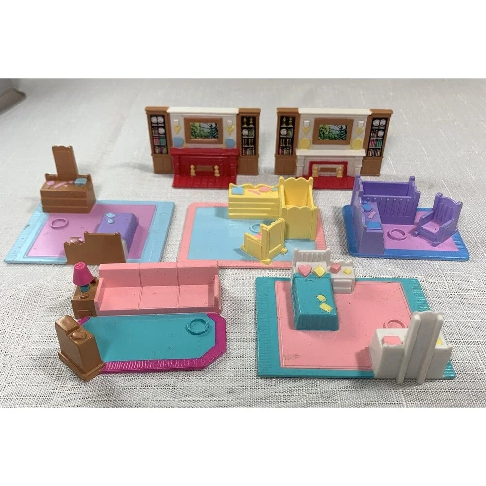Vtg 1994 My Pretty Dollhouse Galoob Lot Mansion Rooms Nursery Bedroom Fireplace